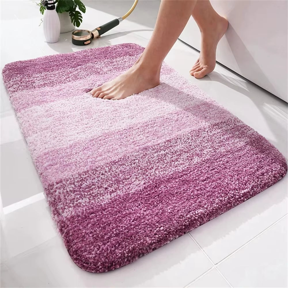 Olanly Luxury Bath Mat U-Shaped Bathroom Rugs Extra Soft Absorbent Microfiber Foot Mat Non-Slip Plush Toilet Rugs Shower Carpet