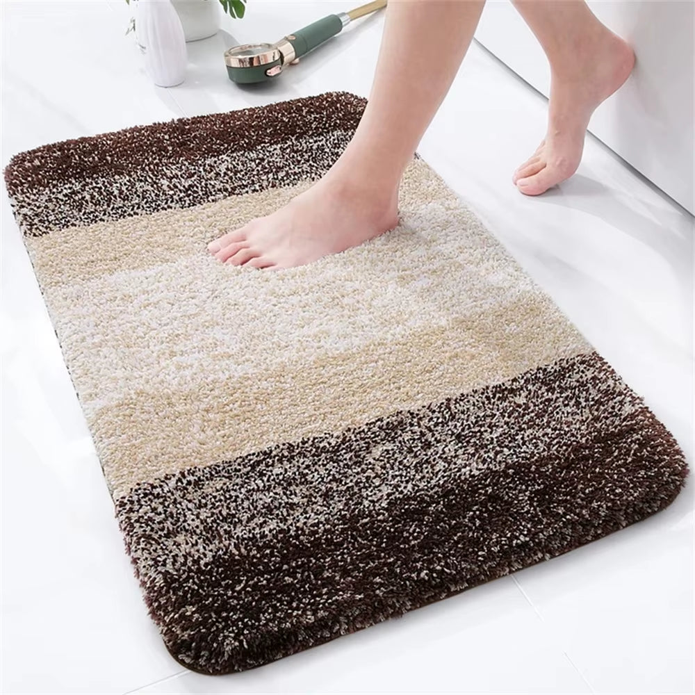 Olanly Luxury Bath Mat U-Shaped Bathroom Rugs Extra Soft Absorbent Microfiber Foot Mat Non-Slip Plush Toilet Rugs Shower Carpet