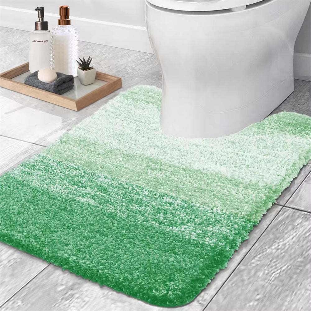 Olanly Luxury Bath Mat U-Shaped Bathroom Rugs Extra Soft Absorbent Microfiber Foot Mat Non-Slip Plush Toilet Rugs Shower Carpet