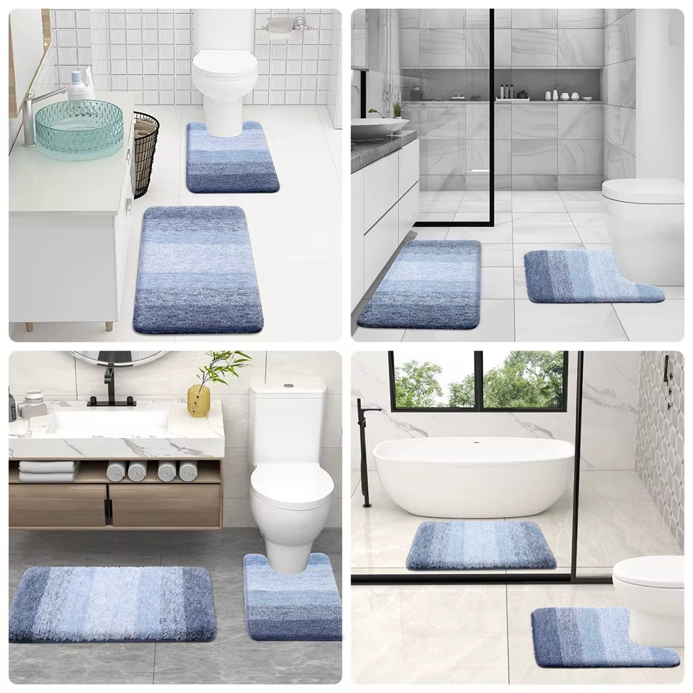 Olanly Premium U-Shaped Bath Mat - Ultra-Soft, Absorbent Microfiber Non-Slip Bathroom Rug and Shower Carpet