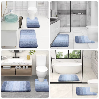 Olanly Premium U-Shaped Bath Mat - Ultra-Soft, Absorbent Microfiber Non-Slip Bathroom Rug and Shower Carpet